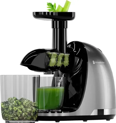 Produktbild von KitchenBrothers Slow Juicer - Entsafter - Obst- und Gemüsepresse - 700ml - Mit Fruchtfleischbehälter - Grau