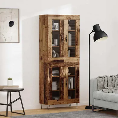 Zdjęcie produktu dla vidaXL Highboard stare drewno 69,5 x 34 x 180 cm materiał drewnopochodny