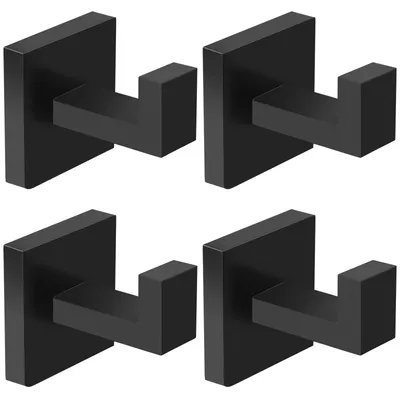 4 Handtuchhaken, Edelstahl, matt schwarz, Wandmontage