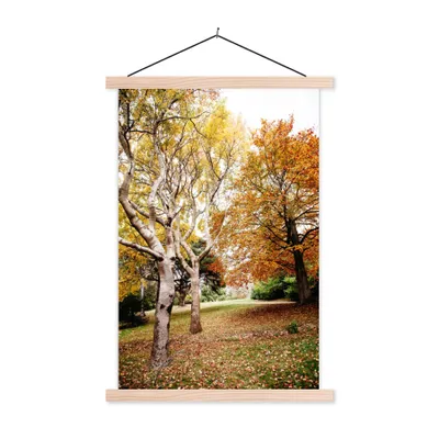 Produktbild von MuchoWow® Textilposter Herbst - Bäume - Laub - Natur 40x60 cm mit holzfarbenen Rahmen - Poster