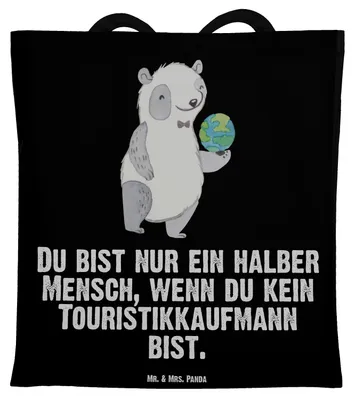 Produktbild von Mr. & Mrs. Panda Tote Bag Touristikkaufmann Herz - Schwarz - Geschenk, Tasche, Laptoptasche, Schultasche, Tragetasche, Jutebeutel