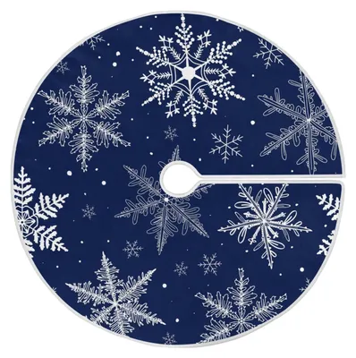Weihnachtsbaum-Rok, Schneeflocken, Blau, 120 cm