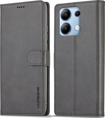 Image de Etui pour Xiaomi Redmi Note 13 4G étui en cuir avec fermeture magnétique et support, étui de protection Gris