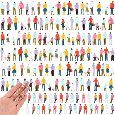 200 Mini-Menschenfiguren, Maßstab 1:150, bunt, sitzend/stehend