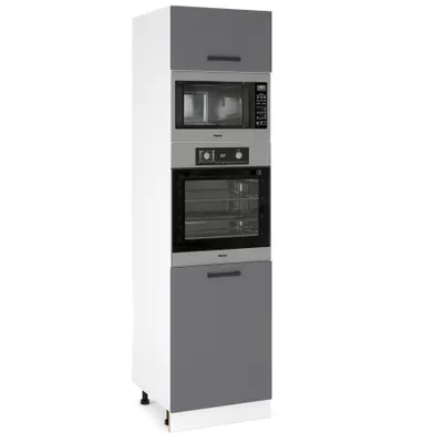 Produktbild von ULWEHOME Hoher Unterschrank für Backofen und Mikrowelle, Mikrowellen-Hochschrank 60 cm, 2 Fronten, Anthrazit | Küchenmöbel der Serie EKO
