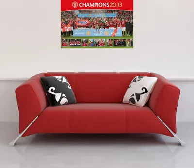 Image de Football - Poster - Manchester United - Premiership 12/13 + 2 Panneaux d'affichage en bois 92 cm noir
