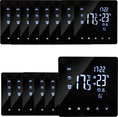 15X Digital Thermostat Raumthermostat für Warmwasserbereitung Programmierbare Temperaturregler fü Fußbodenheizung Innenthermometer Wandthermos,Schwarz