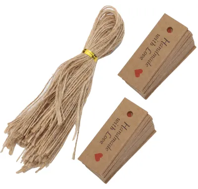 Produktbild von 100 Stück Geschenkanhänger aus Kraftpapier für n, Gastgeschenke für Hochzeiten und Partys mit Kordel