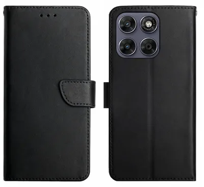 Produktbild von Coverup Genuine Leather Klapphülle - Echtes Leder - Motorola Moto G67 / G77 Hülle - Schwarz