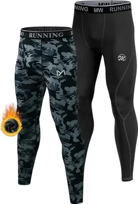 Produktbild von Thermounterhose 2er Herren Thermounterhose Lange Unterhose Thermounterwasche, 2er-Pack, Thermo Leggings Skiunterwasche Funktionhose Sports Skifahren Black&Camouflage
