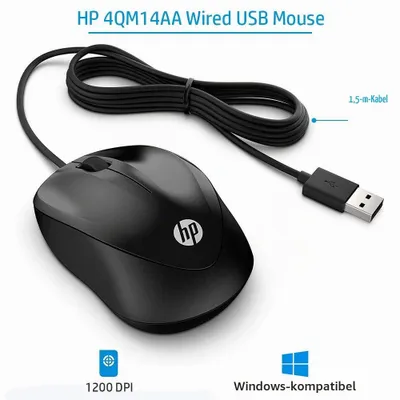 Imagen del producto de HP 1000 - Ratón - para diestros y zurdos - con cable