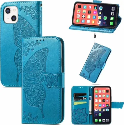 Produktbild von König Design Hülle kompatibel mit Apple iPhone 13 Kunstleder Handyhülle - Handy Case Blau