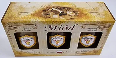 Obrázok produktu pre MED Z AKÁCIE, LÍPY A POHANKY z Poľska, prírodný, bez prísad, nefiltrovaný, necentrifugovaný, sada 3 x 425 g