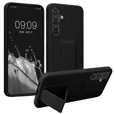 Produktbild von kwmobile Handyhülle für Samsung Galaxy S25 Plus Hülle - TPU Silikon Case mit Fingerhalter und Stand - Schutzhülle Cover in Schwarz