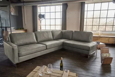 Produktbild von KAWOLA Ecksofa VILNIUS 3-Sitzer mit Recamiere rechts Kunstleder mit Lederanteil anthrazit