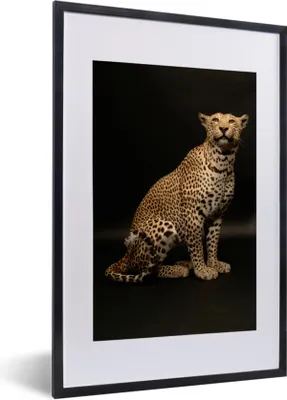Produktbild von MuchoWow® Gerahmtes Poster Leopard - Tiere - Fleck 40x60 cm - Poster mit Schwarzem Bilderrahmen Wandposter Rahmen Foto Bilder - Poster in Rahmen