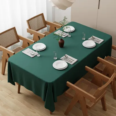 Obrázek produktu pro Obdélníková ubrus, 110x180 cm, zelená, omyvatelná, polyester, odolná proti poškrábání, ochrana proti skvrnám