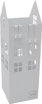 Produktbild von UNUS® Regenschirmständer Häuser Wasserauffangschale 4 Haken 16x16x49cm weiß