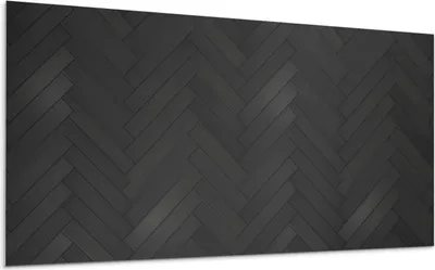 A close-up, straight-on view of a wall panel with a dark gray herringbone pattern.