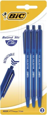 Produktbild von BIC Runde Stic Clic Kugelschreiber blau Blister 3pcs
