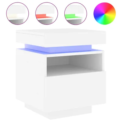 Produktbild von Nachttisch mit LED-Leuchten Weiß 40x39x48,5 cm