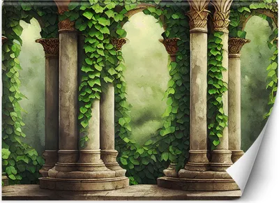 Produktbild von Vlies fototapete Säulen und Blätter 350x245 cm Feeby Grün inkl. Kleber einfache Montage