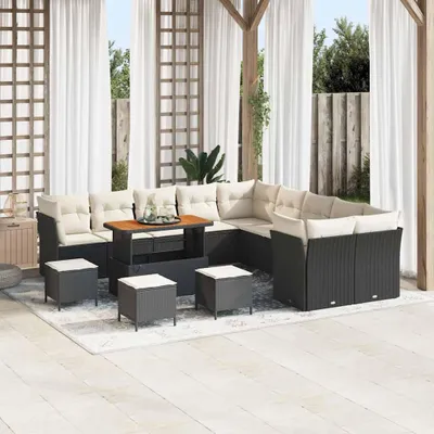 Immagine prodotto di Maison Exclusive - Set divani da giardino 14 pezzi in polyrattan nero