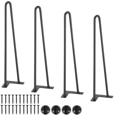 Obrázok produktu pre sada 4 - Vlásenkové nohy - Výška 482 mm - Montážna doska 110x110 mm - Práškovo lakovaná uhlíková oceľ - Vlásenkové nohy - Nosnosť 227 kg - Ideálne pre kuchynské stoly, obývačkové konzoly a ateliérové stoly
