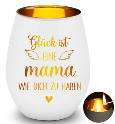 Windlicht Glas mit Gravur für Mama, Teelichthalter