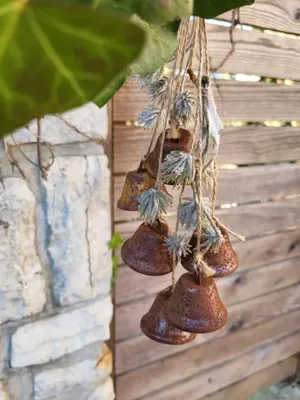 Productafbeelding van Edelrost decoratieve hangers, kerstklokken met kunstplanten