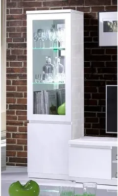Productafbeelding van Vitrine Klein Model FABIO - Hoogglans Wit met LED - Design Stijl - 55 x 191 x 40 cm