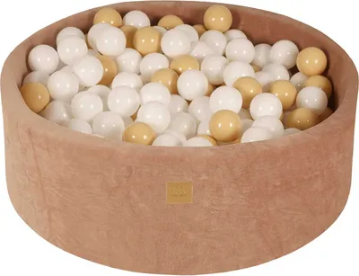 Produktbild von MeowBaby Beige Bällebad rund 90x30cm, bälle: Weiß/Beige