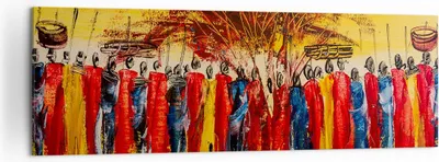 Produktbild von Bild auf Leinwand - Leinwandbild - Afrika Stamm - 160x50cm - Wand Bild - Wanddeko - Wandbilder - Leinwanddruck - Bilder - Kunstdruck - Wanddekoration - Leinwand bilder - Wandkunst - AB160x50-3752