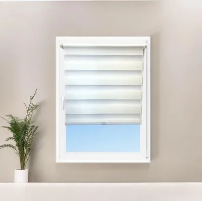 Produktbild von Doppelrollo 2er-Set Klemmfix ohne Bohren Fensterrollo Zebrarollo Duorollo Day & Night Rollo Weiß 70x150cm