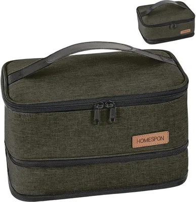 Immagine prodotto di Borsa termica isolante, verde-marrone, ideale per gli spostamenti, i picnic, il lavoro e la scuola