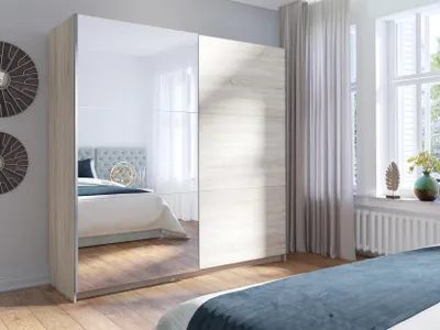 Produktbild von AX LIVING Kleiderschrank Sonoma Eiche 200 cm Adelna mit Spiegel modern