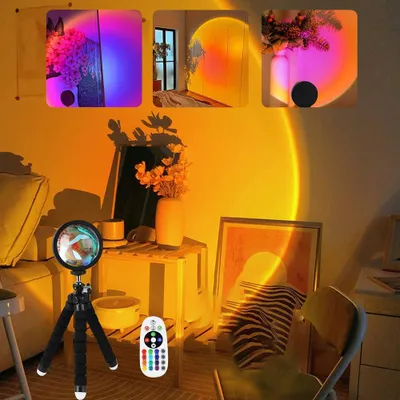Produktbild von Intelligente LED-Sonnenuntergangsprojektionslampe mit 16 Farben, App- und Fernbedienungssteuerung
