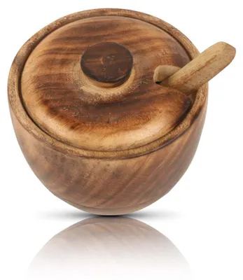 Holz-Zuckerdose mit Deckel & Löffel, 9,53 cm, 3-teilig