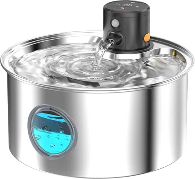 Produktbild von Kabelloser Katzentränke: Batteriebetriebener Katzentränke - Wiederaufladbarer Haustiertränke aus Edelstahl - 108 oz / 3,2 L automatischer Katzentränke