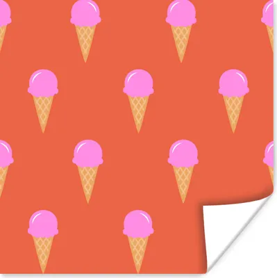 Produktbild von MuchoWow® Poster Eiscreme - Muster - Sommer 100x100 cm - Babyzimmer