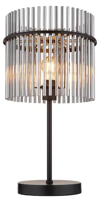 Produktbild von LED Tischleuchte, Metall, Glasstäbe, rauchfarben, H 54,5 cm