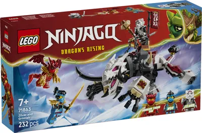 Productafbeelding van LEGO NINJAGO Zilveren Grimtak, het drakenfiguur – Ninja speelgoed met actiefiguur, inclusief 3 minifiguren, waaronder Kai en Nya – Cadeauidee voor jongens vanaf 7 jaar en fans van Dragons Rising – 71863