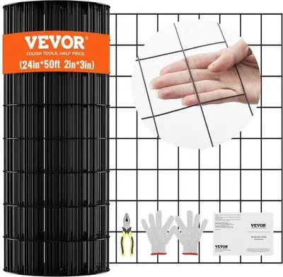 Obrázek produktu pro Kovová mřížka – potažená vinylem – délka 15 m – výška 61 cm – pro kurníky, oplocení, nosnice, klece – černá