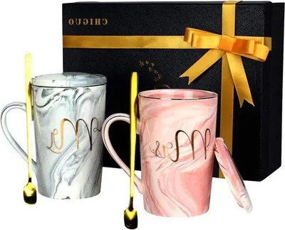 Produktbild von Famanu Kaffeetassen-Set mit Geschenkverpackung - Mr und Mrs