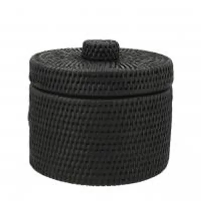 Immagine prodotto di H&H Contenitore Tondo Con Coperchio In Rattan Nero Cm 20Xh17