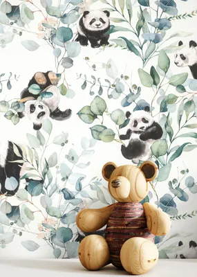 Produktbild von NEWROOM Tapete Euca Panda Grün Vliestapete - Kinder Blätter Eukalyptus Germany