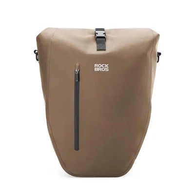 Produktbild von ROCKBROS 3in1 Fahrrad Gepäckträgertasche 100% Wasserdicht Rolltop Schnellverschluss Reflektierend 20L für Pendeln Einkauf Vollreflektierend Braun