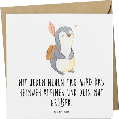 Produktbild von Mr. & Mrs. Panda Klappkarte Heimweh überwinden Mut - Weiß - Geschenk, Stärke, doppelkarte, Grußkarte, Glückwunschkarte, Trostspender, faltkarte, Trost, Zuversicht
