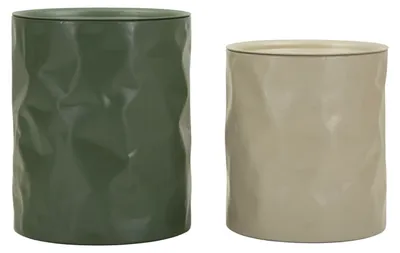 Zdjęcie produktu dla Zestaw stolików pomocniczych o Ferretti Norimberga, 2 sztuki, metal, biało-zielony, 39,5 cm