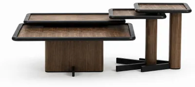 Image de 4 tables d'appoint, style moderne, couleur marron, pratiques pour le salon